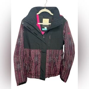 Roxy Women's Black and Patterned Ski Jacket Large Dryflight Technology